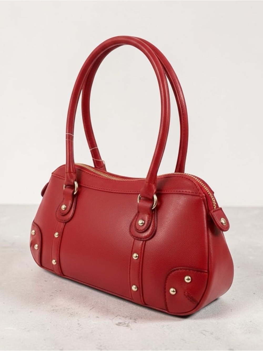 Vintage Y2K JC Fashion Red Shoulder Bag – Faux Leather Satchel Purse
